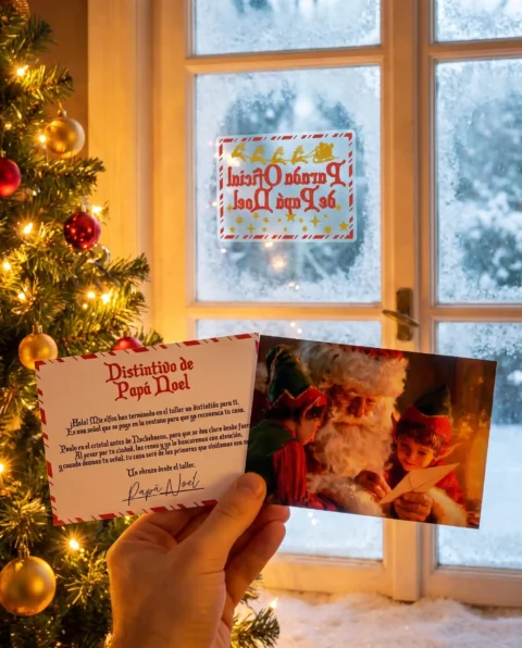 Distintivo de Parada Oficial de Papá Noel con postal